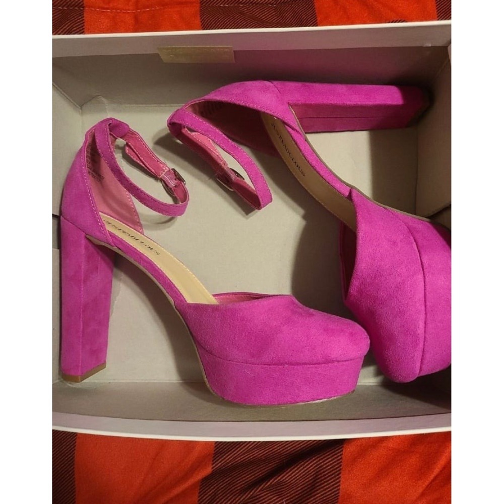 Pink Fuchsia Velvet Strappy‎ Heels